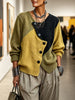Katherine | Artisti Cozy Asymmetric Color-block Knit Sweater